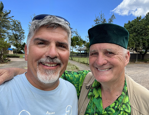 Arthur Hull and Jim Boneau with blue sky